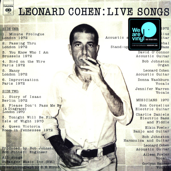 Leonard Cohen - Live Songs, LP, vinila plate, 12&quot; vinyl record